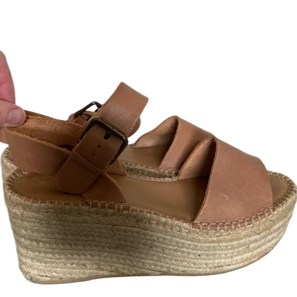 Soludos Minorca Leather Espadrille Platform Sandals Size 8